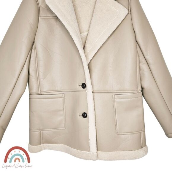 New! ASTR The Label Francine Faux Leather Shearling Winter Jacket Coat - Picture 7 of 14